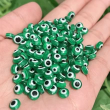 100入組8mm橢圓形眼形樹脂串珠，魔眼魅力零件，適用於珠寶項目的DIY手工耳環、手鍊、項鍊配件 - Evil Eye Beads - 查看 10