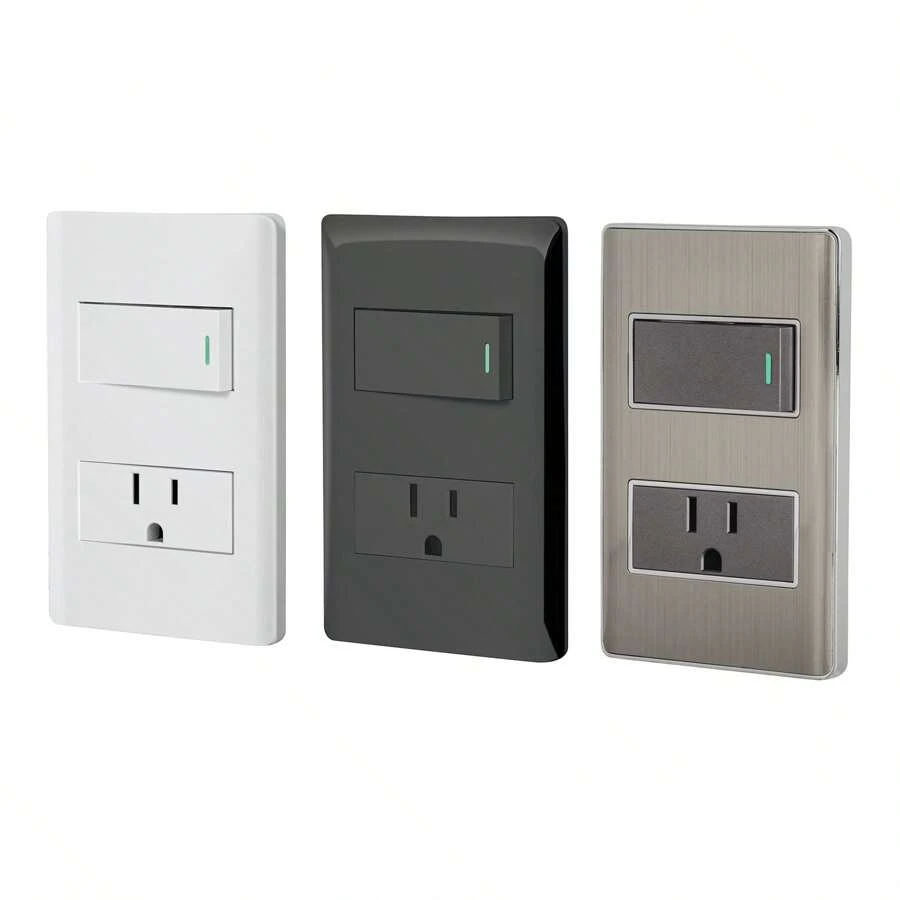 Placa armada negra interruptor y contacto 1 módulo, Lisboa - Negro - Ver 1