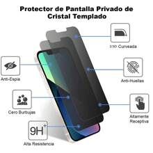 CELULARTE Mica de Privacidad Cristal Templado Premium para Todos iPhone 11 12 13 14 15 Anti-Espia 9H Mica Borde Negro - Negro - Ver 2