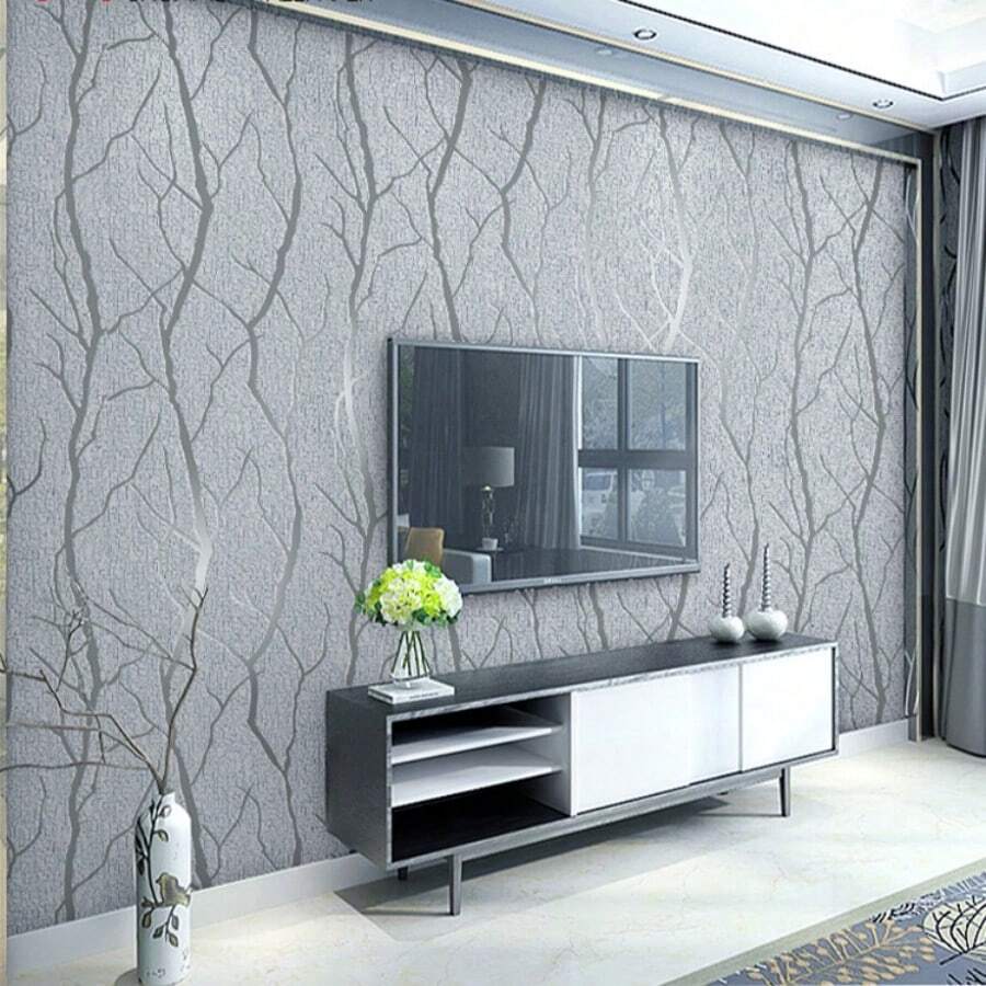 1 Roll Non-Woven Modern Minimalist Style Wallpaper With Dried Tree Branch Design, Great For TV Background Wall, Living Room, Bedroom Walls Repair, Renovation Stickers Peel Wall Panels, Wall Paper, Wallpapers, Spring Decoration Items Refresh Your Home, Festival Decoration Stickers Gifts Birthday Graduation