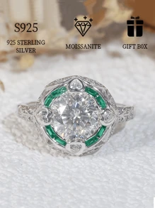 Nhẫn kim cương Mossan bạc Sterling S925 dành cho nữ, thanh lịch, tinh tế, nhẫn đính hôn, nhẫn cưới cá nhân hóa, tặng quà cho bạn bè, gửi chứng chỉ Mossan và quà tặng tinh tế Goxes - 2ct moissanite - Xem 2