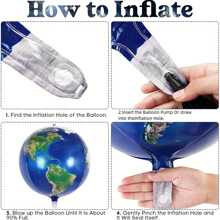 Global Earth Balloon 4D Foil World Map Balloons, Cartoon Balloon, 22 Inch Large Circular Planet Balloon Part For Earth Day Travel Adventure Birthday - Starry Sky and Earth 18 Pieces - View 6