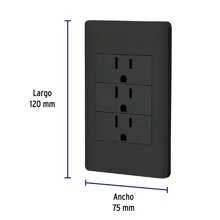 Placa armada negra 3 contactos 1 módulo, Lisboa, Volteck - Negro - Ver 2