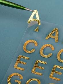 1入組金箔貼紙適用於手工製作,剪貼簿,日誌,水瓶子,手提電腦,手機殼, - 金色 - 查看 10