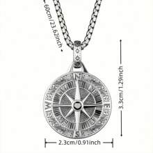 1pc Unisex Vintage Norse Compass Necklace, Casual Pendant Jewelry For Men, Women Halloween Fathers Day Gift School
