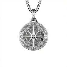 1pc Unisex Vintage Norse Compass Necklace, Casual Pendant Jewelry For Men, Women Halloween Fathers Day Gift School