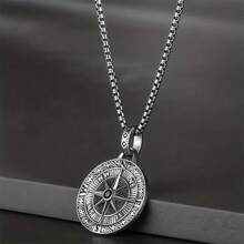 1pc Unisex Vintage Norse Compass Necklace, Casual Pendant Jewelry For Men, Women Halloween Fathers Day Gift School