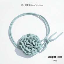 1 件全新雪纺纯色短项链，配花朵蝴蝶结项链，时尚百搭，适合日常、度假和旅行佩戴 - 素色雪紡領花 - 查看 5