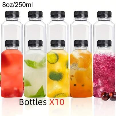 1pc/4pcs/10pcs - 120ml/250ml/450ml - Leak-Proof Transparent Plastic Juice Bottle - Ideal For Holding Smoothies, Milk And Homemade Beverages - Outdoor Sports Juice Container/Water Bottle