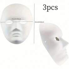 DIY Blank Full Face Mask, White Paper Mask Costume, Halloween Crafts Paintable Masks For Adults - White - View 2