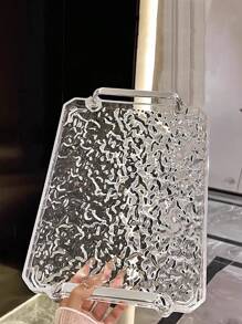 1 khay acrylic thiết kế mới có tay cầm hình học, hình dạng lượn sóng, đĩa phong cách Bắc Âu thời trang đựng đồ ăn nhẹ, cốc và đồ dùng trên bàn làm quà tặng Giáng sinh - Trong sáng - Xem 5