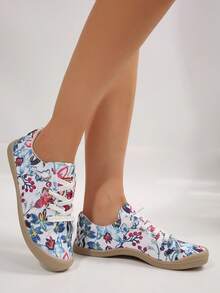 女性時尚經典柔軟舒適圓頭系帶休閒運動鞋 - 彩色 - 查看 4