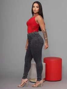 Women Jeans - 石墨 - 查看 4