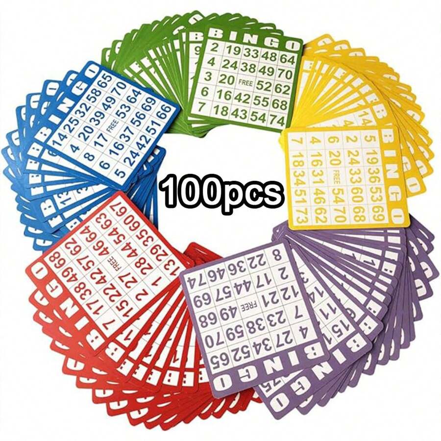 100 piezas de cartas de bingo de colores - opción ideal para un juego de mesa divertido e interactivo en fiestas, Bingo Danvers, Jaula de Bingo, Hojas de Bingo, Juegos para Adultos, Juegos de Fiesta, Bingo, Bingo, Juegos de Mesa, Juego de Bingo - Multicolor - Ver 1