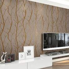 1 Roll Non-Woven Modern Minimalist Style Wallpaper With Dried Tree Branch Design, Great For TV Background Wall, Living Room, Bedroom Walls Repair, Renovation Stickers Peel Wall Panels, Wall Paper, Wallpapers, Spring Decoration Items Refresh Your Home, Festival Decoration Stickers Gifts Birthday Graduation