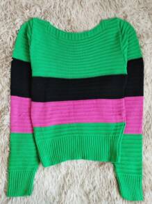 Maik Modas Blusa de tricô Listrada. U 36 ao 40.