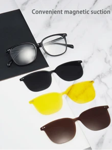 3-In-1 Magnetic Interchangeable Clip-On Fashion Glasses, All-Day All-Night Driving Glasses - A - View 3