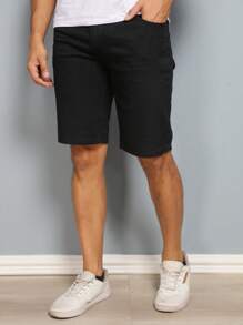 Men Denim Shorts - 黑色 - 查看 7