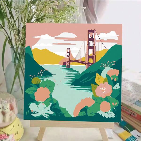 DIY Digital Oil Painting Kit With Brushes, Paints And Canvas 30*30cm/12*12inches (Stretched Over Wooden Frame) Quick Drying Acrylic Paints For Decoration And Beginner Painting Practice