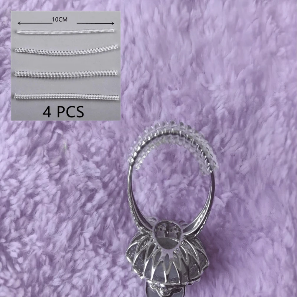 Jewelry Accessory Silicone Ring Size Adjuster, 4 Sizes Fit Different Ring Width, 4pcs/Set - White - View 1