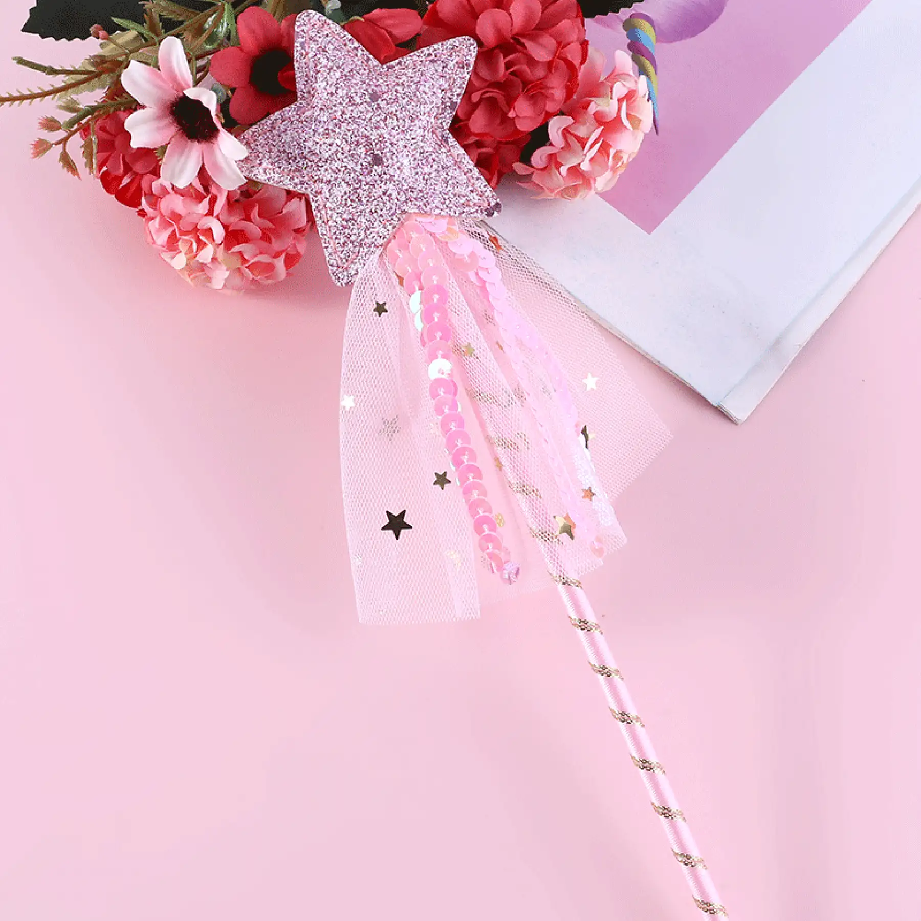 Magic Wand Fairy Wand Shiny Five-Pointed Star Wizard Wand Cartoon Prop For Dance Performance And Parties - Gold - View 3