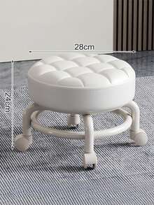 28cm * 28cm * 24cm 拖輪低凳，靜音萬向輪小凳，家庭整理收納清掃帶輪可拆卸軟凳換鞋凳 - 白色 - 查看 6