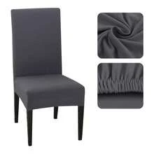 2 Pcs Dining Chair Cover Set With Elastic - 深灰色 - 查看 1