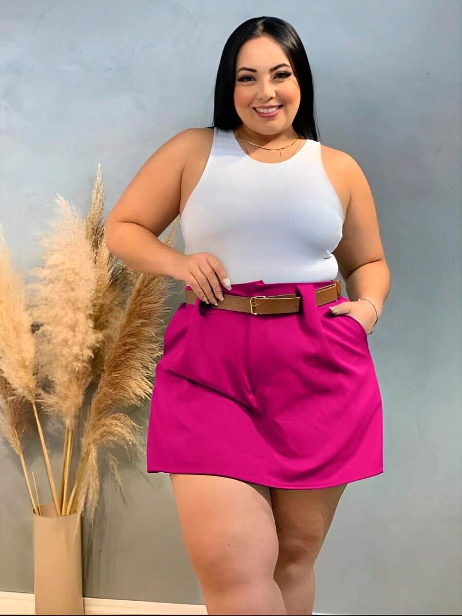Plus Size Skirts - Hot Pink - View 1