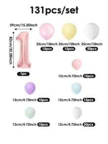 131件組 32吋玫瑰金數字1-9馬卡龍彩虹乳膠氣球，多色圓形馬卡龍氣球，適用於嬰兒派對、婚禮與派對裝飾 - 彩色 - 查看 2