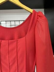 Women Tops - 紅色 - 查看 3