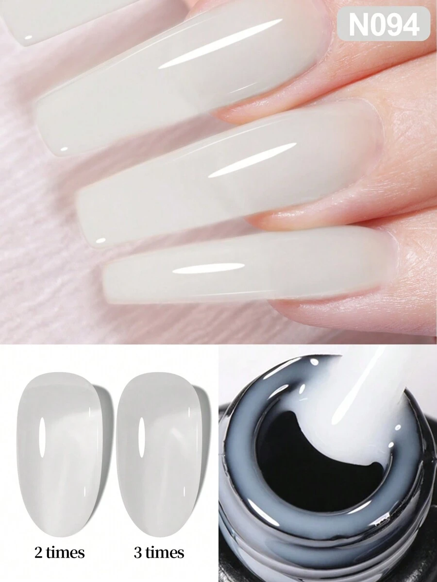 XEIJAYI 1pc 7.3ml Ice-Through White Gel Nail Polish, French Nail Polish, Soak Off UV Light Cure Gel Polish, Art Design Manicure Salon DIY Salon Gel - 白色 - 查看 1