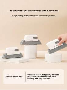 1個窗溝清潔刷，窗溝清潔工具，清潔溝槽的小刷子，清潔窗台縫隙刷 - 灰色 - 查看 8