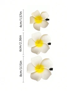 12pcs-Hawaiian Flower Hair Clips, Plum Blossom Foam Hair Clips, Hawaiian Tropic Party Decorations, Beach Swimming Pool Holiday Clothes, Hawaiian Party Supplies, Bride Wedding.Women's Artificial Flowers, Foam Flower Plumeria.,