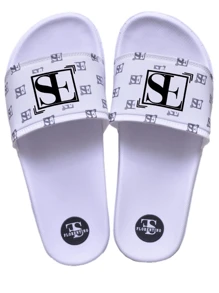 Kit Com 02 Pares de Sandália Chinelos Slides Preto Listrado e Branco Normal - Preto e Branco - Visão 5