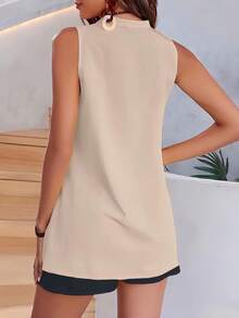 Blouse Fashion Casual Elegant Lady Short Sleeve Fashion V Neck Janette - 淺裸色 - 查看 2