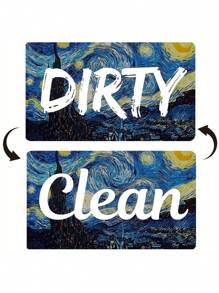 1 件洗碗機磁鐵清潔髒標誌正反指示貼紙時尚通用廚房洗碗機冰箱磁鐵 Uv 工藝加軟磁鐵適用於廚房收納盒方形邊框圖案冰箱裝飾品 - 黑色 - 查看 14