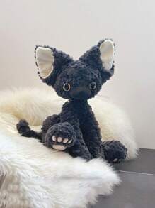 Decoración navideña, adorable gato negro rizado de peluche, regalo de cumpleaños, decoración del hogar