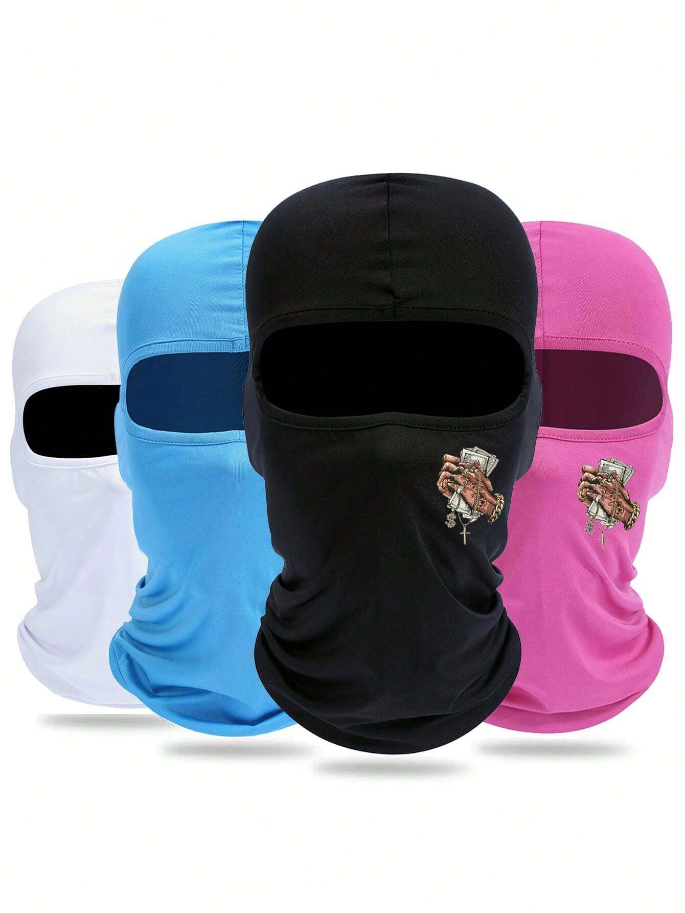 1pc Prayer To Money Print Mask Hood For Men And Women Outdoor Riding
