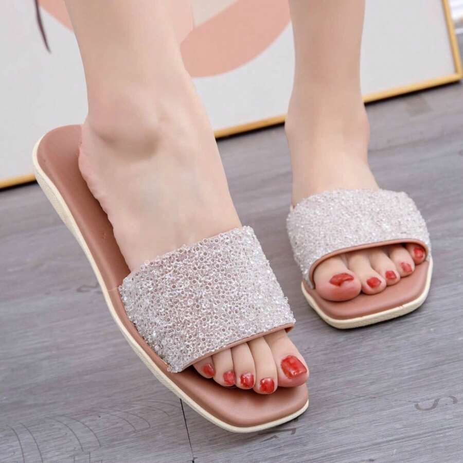 Sandalias de meter  planas para mujer - Café integral - Ver 1