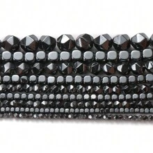 1 Strand 2/3/4/5/6/8mm Natural Black Square Hematite Stone Section Hematite Stone Beads Upscale Fashion For DIY Bracelet Necklace Handmade Crafts Jewelry Making Supplies