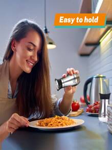 2 件装盐和胡椒调味罐套装，带不锈钢盖和玻璃底座的盐和胡椒调味罐，烧烤调味罐，适用于厨房烹饪、户外烧烤、可重复使用（不含支架）、厨房、圣诞礼物 - 彩色 - 查看 4