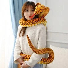 1只可愛柔軟的毛絨蛇玩具（逼真眼鏡蛇/蟒蛇），有趣整蠱軟絨毛填充動物娃娃 - 彩色 - 查看 3