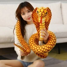 1只可愛柔軟的毛絨蛇玩具（逼真眼鏡蛇/蟒蛇），有趣整蠱軟絨毛填充動物娃娃 - 彩色 - 查看 1