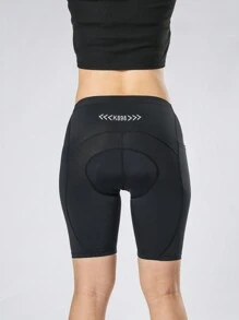 Shorts de ciclismo para mujeres ajustados con acolchado 3D para fitness y ejercicio - Negro - Ver 2