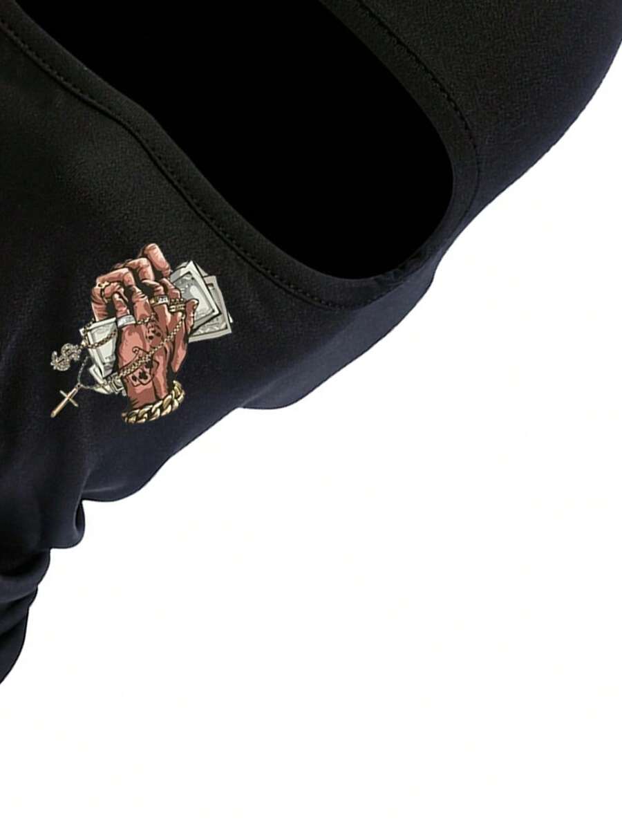 1pc Prayer To Money Print Mask Hood For Men And Women Outdoor Riding