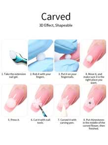 XEIJAYI 1 Pièce De Gel De Construction Solide Pour Ongles, Gel Dur D'extension, Gel De Sculpture D'ongles À Main Non Collant, Gel D'extension Acrylique Pour Nail Art, Cristaux De Strass, Salon De Manucure À La Maison