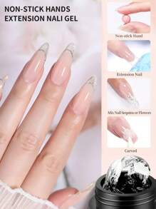 XEIJAYI 1 Pièce De Gel De Construction Solide Pour Ongles, Gel Dur D'extension, Gel De Sculpture D'ongles À Main Non Collant, Gel D'extension Acrylique Pour Nail Art, Cristaux De Strass, Salon De Manucure À La Maison