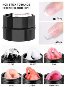 XEIJAYI 1 Pièce De Gel De Construction Solide Pour Ongles, Gel Dur D'extension, Gel De Sculpture D'ongles À Main Non Collant, Gel D'extension Acrylique Pour Nail Art, Cristaux De Strass, Salon De Manucure À La Maison