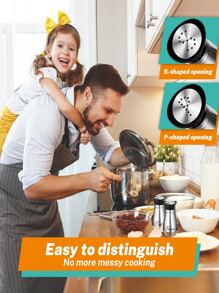 2 件装盐和胡椒调味罐套装，带不锈钢盖和玻璃底座的盐和胡椒调味罐，烧烤调味罐，适用于厨房烹饪、户外烧烤、可重复使用（不含支架）、厨房、圣诞礼物 - 彩色 - 查看 5