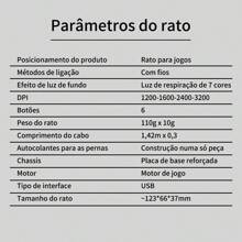 Mouse com fio USB com respiração LED Mouse para jogos luminoso de 7 cores, 4 velocidades, 3200 DPI, ajuste de 6 botões - Branco (com som) - Visão 4